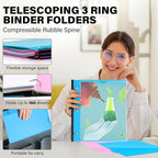 MAKHISTORY Telescoping 3 Ring Binder-4PCS, Flexible Binder with Customized Front Cover+Clear Catalog Pocket+3 Round Rings, Flat Writing Binder, 4 Bright Colors