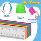 32 Pack Clear Plastic Ruler 12 Inch, Rulers Bulk for Classroom, Transparent Assorted Color Ruler with Centimeters and Inches, Metric Rulers for Kids, Ideal Back to School Office Home Supplies