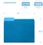 Alitte Colored File Folders Letter Size - 100-Pack Bulk, 10 Assorted Color File Folders for Documents, 1/3 Cut Tab - Office Supplies for Filing Cabinet, Desk, and File Folder Organization