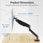 MOUNTUP Single Monitor Mount with USB Fits 49 42 40 35 34 32 27 24 inch Large Screen, Heavy Duty Monitor Arm, Monitors Stand for Desk, Holds 4.4-33 lbs, Ultrawide Monitors Arm, VESA Mount