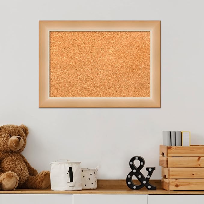 Amanti Art Natural Cork Board for Wall, 15x21 Vision Board with Gold Frame, Small Corkboard Office Decor for Home Organization, Modern Corkboard Pinboard to Display Items for Home Organization in
