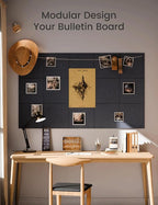 Fluxynara Large Felt Bulletin Board 48" X 36" Cork Board Alternative-12 Pack with 70 Safe Removable Adhesive Tabs, Cork Boards for Walls Cork Board for Home Office Classroom Pin Board -Navy Blue