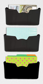 Simple Houseware Single Pocket Wall Mount for Hanging File Holder, 3 Packs, Black