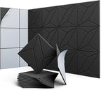 UNECHO 12 Pack 12" X 12" X 0.4" Acoustic Panels for Wall Sound Absorbing, P-Stripes Square Self-Adhesive Sound Panels, High Density Suitable for Multiple Scenarios(Black)