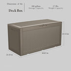 Decksplore 100 Gallon Lockable Resin Deck Box, Waterproof Outdoor Storage Box for Patio Furniture, Garden Tools, Pool Accessories, UV-Resistant Outside Delivery Grey
