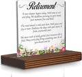 Retirement Acrylic Desk Sign with Poem, Inspirational Gift for Women Men, New Chapter Christian Plaque, Floral Office Decor, Farewell Keepsake for Coworker Friend Parent PA125