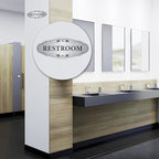 Restroom Sign Sticker for Business & Home, Self-Adhesive Brushed Silver Elegant Bathroom Signs for Door, Durable & Waterproof Unisex Restroom Signage for House Toilet, Office, Store, Shop