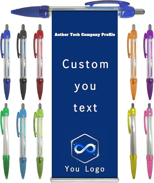 Personalized Pens Bulk, Custom Pollout Paper Pen with Printed, Customizable Retractable Roll Up Banner Pens for Business with Name Logo, Exhibitions, Events, Presentations, Advertising 150 Pcs