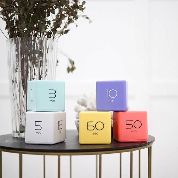 mooas Cube Timer (Mint), Flip Timer Productivity Timer, Time Management, Block Timer Kids Cube Timer Kitchen Timer Desk Timer for Studying Workout Classroom 1, 3, 5, 10 min Timer Setting