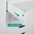 Naomi Home Debbie 7-Drawer Craft & Office Storage Cabinet, White – Rolling File Cabinet with Wheels, Chic Design for Supplies & Folders, 15.7" D x 18.9" W x 34.2" H