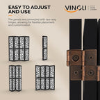 VINGLI 70'' H Room Divider, Non-Woven Fabric Privacy Screen, Indoor Partition Wall Dividers, Freestanding Hinged Space Separator with Modern Unique Pattern (Black, 4 Panel)