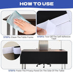 Under Desk Privacy Panel 62 x 15 Inch Self-Adhesive Modesty Panel Table Skirts Privacy Divider for Office Desk Home Studio or Standing Workstation, Easy to Assemble, Black