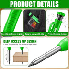 Hiboom 6 Pack Solid Carpenter Pencils Mechanical Construction Pencils with 72 Pcs 2.8 mm Lead Refills Pencil Cap Built In Sharpener Woodworking Marking Tools for Architect Long Nosed Deep Hole Scribe