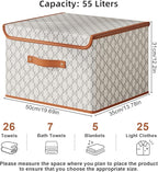 Tuza 4 Pack Fabric Storage Bins with Lids, Collapsible Closet Organizer Container, Decorative Storage Boxes with Lids for Organizing Clothes, Blanket, Grey & White, Extra Large