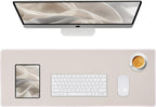 Reniteco Waterproof Large Gaming Mouse Pad with Durable Stitched Edges, Non-Slip Rubber Base, Grainy Jacquard Mouse Mat Desk Pad for Home Office Gaming, 35.4''x15.7''x0.12'', Beige