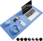 Reniteco Waterproof Large Gaming Mouse Pad with Durable Stitched Edges, Non-Slip Rubber Base, Grainy Jacquard Mouse Mat Desk Pad for Home Office Gaming, 31.5''x11.8''x0.12'', Matte Blue