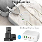 USB C Charger Block, 120W 6 Port USB Charging Station,Multiports with 4 USB C and 2 QC USB A,Portable PD Fast Wall Charger for iPhone16/15/14/13/12/11 Pro Max,iPad,iWatch,Pixel Samsung Galaxy