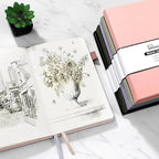 Annecy Blank Journal Notebook, Medium 5.5x 8.25, 160 Pages 100GSM Writing Paper, A5 Grey Green Faux Leather Cover with Pen Loop