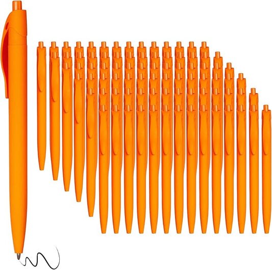 BallPoint Pens, 100 Pack (BLACK Ink),Bulk Pens, Orange Barrel,Click Pens for Office Home and School, Retractable Ballpoint Pens, Medium Point, 1.00MM (Orange)
