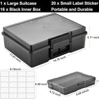 Haundry Photo Storage Box with 16 Inner 4" x 6" Photo Case, Portable Storage Organizer with Handle Craft Keeper for Picture, Stickers, Stamps, Screws, Hair Clips, Black