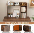 Tangkula Desktop Bookshelf, Countertop Storage Hutch with 5 Shelves for Computer Desk, 3-Tier Display Rack, Multipurpose Wood Desktop Hutch Storage Organizer for Dorm Office, Brown