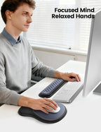 meatanty Keyboard and Mouse Pad Wrist Rest Set, Ergonomic Wrist Pad Support, Computer Hand Palm Rest Combo, Memory Foam Typing Desk Accessories Carpal Tunnel Cushion, Laptop Office Home - Blue & Gray