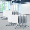 Goakwwuz Conference Room Table, Folding Conference Tables,Thicken Grey Tabletop,Flip Top Wooden Seminar Meeting Room Table for Conference Room Offices (8, White, 55.1”)