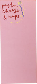Graphique Pasta & Naps Magnetic Notepad, 100 Tear-Away Sheets for Grocery, Shopping & To-Do Lists, Writing Pad for Fridge, Kitchen, Office