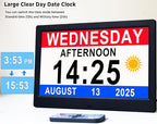 Véfaîî 11.5 Inch Extra Large Digital Clock with 19 Alarms, Auto DST & Dimming for Wall and Table, Calendar for Dementia Seniors, Custom Reminders &Task Alert -Perfect Organizer for Home &School