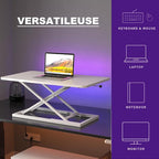 Decoholic White Small Single 24 inch Scissors Lift Keyboard and Mouse Riser ,Height Adjustable Standing Desk Converter,for Ergonomic Sit Stand Workstations (24 inch WH)