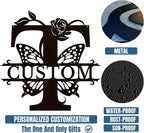Personalized Custom Letter Name metal Signs,Custom Black Letter Monogram Wall Art Decor,Metal Signs Plaques Outdoor wall Decorative Signage (T)