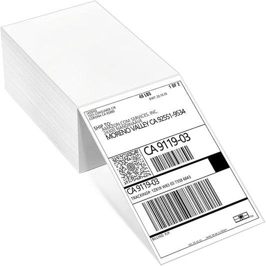 Thermal Shipping Labels 4x6-500 Labels Fan-Fold, Mailing Postage Paper for Thermal Printers, Strong Adhesive, Jam-Free, Compatible with JADENS, Rollo, Munbyn, for Office & Home