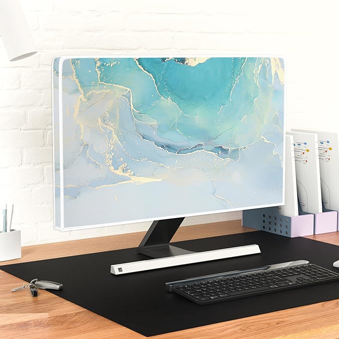 Baocicco Blue Green Marble TV Display Screen Cover 58, 59, 60 Inch Creative Anti-Static Dustproof Monitor Accessories Laptop LCD Cover Modern Screen Television Decoration for LED LCD OLED TVs