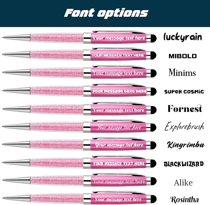 Personalized Pens with Stylus - Crystal Pens Custom Engraved Metal Ballpoint Pen for Executives, Teachers, and Students. Ideal Gift for Graduations, Promotions and Events 12pcs/Pack