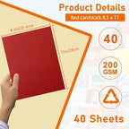 Guakicae 40 Sheets Christmas Red Cardstock 8.5 x 11 Scrapbooking Paper, 200gsm/75lb Premium Red Paper Card Stock for DIY Cards Making, WeddingInvitations, School Crafting, Construction, Art Drawing