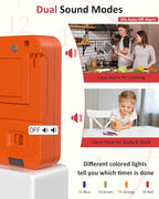 Digital Kitchen Timer for Cooking - 4 Channel Count Up Countdown Timer with Loud Alarm and Silent Mode, Large Display, Magnetic Back, Auto Memory for Classroom Study Gym, Battery Included (Orange)