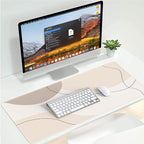 iCasso Extended Gaming Mouse Pad (35.4x15.7 in), Large Stable Rubber Base Mousepad with Stitched Edges, Keyboard Mouse Mat Desk Pad for Work, Game, Office, Home-Brown Art Modern