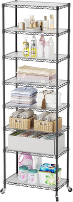 SINGAYE Shelf Closet Wire Shelving：Adjustable Metal Unit for Laundry Room Organization Bathroom Kitchen Home Storage with Wheels Pantry Rack Shelves