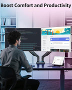 MOUNTUP Dual Monitor Stand for Max 43 inch Screens, Ultrawide Monitor Arm Height Adjustable, Heavy Duty Dual Monitor Mount, Full Motion Premium Monitors Arm, Holds 2.2 to 33 lbs, VESA Desk Mount