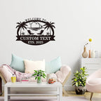 Custom Metal Coastal Beach House Welcome Sign, Personalized Patio and Pool Sign, Ocean Room Wall Art, Outdoor Coastal Decor