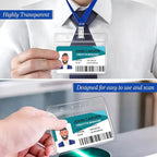 100 Pcs Clear Horizontal Badge Id Card and 100 Pcs Lanyard, Reusable Lanyards for Id Badge Holder Name Tag Badge Holder with Lanyards for Adults Kids Business School Conferences (Blue)