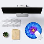 IMAYONDIA Mouse Pad, Blue Watercolor Lotus Flower Round Mouse Pad, Non-Slip Rubber Base Mousepad for Laptop Computer, Personalized Small Mousepad with Designs for Women, 7.9 x 7.9 Inch
