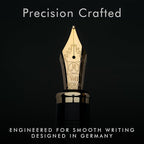 Wordsworth & Black Majesti Fountain Pen-(Black), Luxury Case, 24K Gold Finish; 18K Gilded Medium Nib- Ink Cartridges, Refillable Ink Converter-Calligraphy Pen-Best Business Gift Set for Men & Women