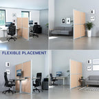VIVO Modular Wall System, 2 PET Panels, Modern Professional Office Cubicle Dividers, Freestanding Privacy-Screen, 66 inches High, Flat Wood, Silver Frame, PP-MWS63C