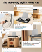 Valet Tray with Wireless Charger, Nightstand Organizer, Leather Desk Drawer Organizer Tray with 7 Compartments for Jewelries, Watch, Key, Wallet, Phone, Black