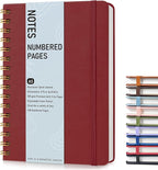 Lined Spiral Journal Notebook, A5 Hardcover Spiral Journals for Women Men, 150 Numbered Pages Spiral Bound Notebook, 100 GSM College Ruled Notebooks for Writing Note Taking 5.75" x 8.38", Wine Red