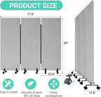Soundproof Room Divider W/Wheels, 66in Office Dividers for Sound Proofing & Reducing, Sound Proof Dividers for Office Partitions Portable Acoustic Wall Divider (Cool Grey, 3 Panel+3 Panel)