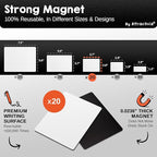 Attractivia Dry Erase Magnetic Labels 3.7 x 2.8 in, Medium Dry Erase Magnets, 20-Pack, White Erasable Write-On All-Purpose Labels, for Office, Education, Home, Whiteboard