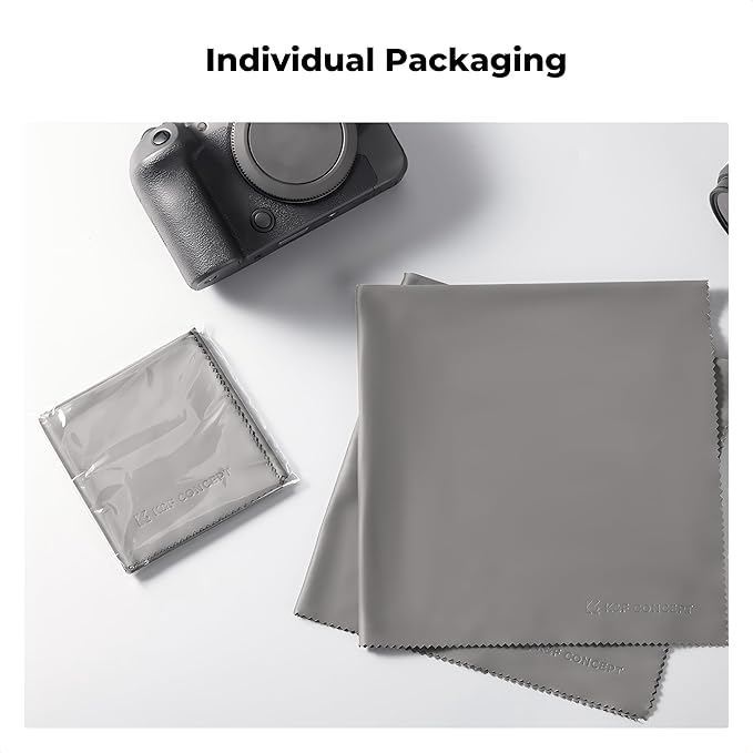 4 Pack 16''x16'' Extra Large Microfiber Cleaning Cloths, K&F Concept Oversized Microfiber Cloths for TV Screen, Electronics, Laptops, Telescope, Computers, Eyeglasses, Gray