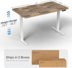 VIVO Electric 43 x 24 in Standing Desk, Memory Height Adjustment, 1B Series, Holds 220 lbs, One-Piece Reclaimed Wood Top, White Frame, DESK-KIT-1W4P